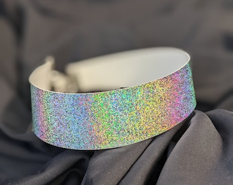 Silver Holographic Digital Dots Festival Choker Necklace