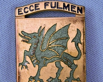 Vintage US 100th Tank Battalion Ecce Fulmen Gemsco Pin Badge Gift for Him Gift for collector