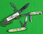 Vintage US Lot of 3 Colonial Advertising Folding Pocket Collectable Knife Gift for Him
