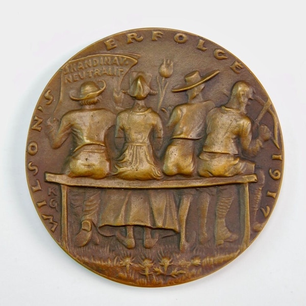 Antiguo alemán Alemania Austriaco WW1 1917 Werbung Karl Goetz medalla de mesa de bronce regalo para él regalo para coleccionista
