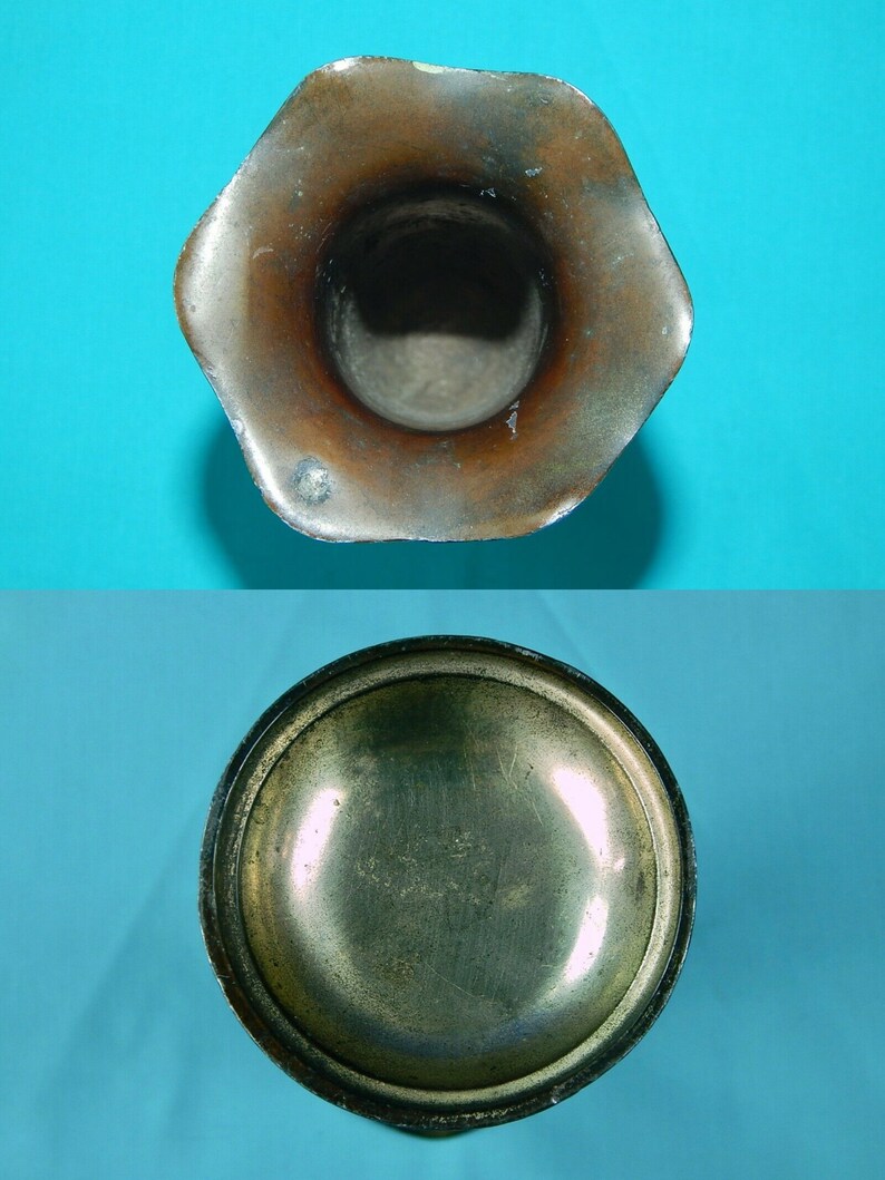 Vintage Japanese To Memory of Landing in Japan Metal Vase Home Decor Gift for Him Gift for collector Gift for Her