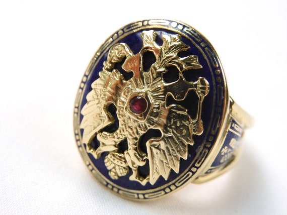 Antique Imperial European Eagle 14K Yellow Gold E… - image 7