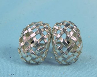 Vintage Sterling Silver Earrings Oval Jewelry