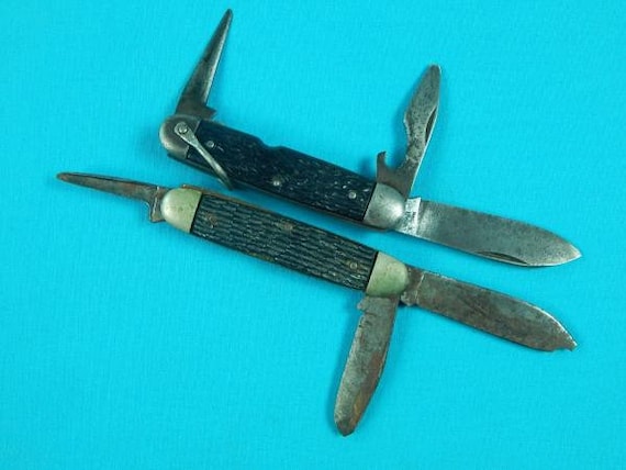 Vintage Old US Boy Scout Multi Blade Set 2 Folding Pocket Knife -   Canada