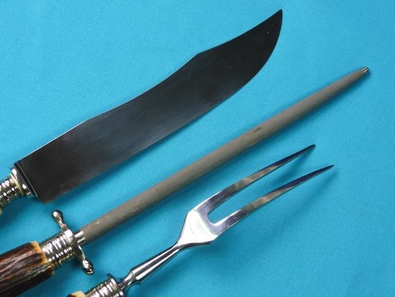 Vintage Kla Tr so German Knife Set. Hunting Knife, Man Gift,man Cave Gift  for Him,antlers, Unique Knife,cutlery Set,christmas Knife Set 