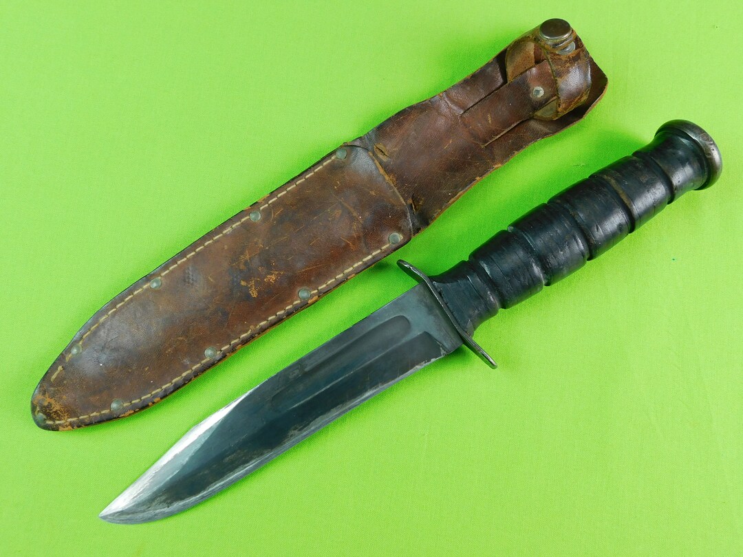 US WW2 Kabar KABAR Navy USN MK2 Knife With Leather Sheath Etsy