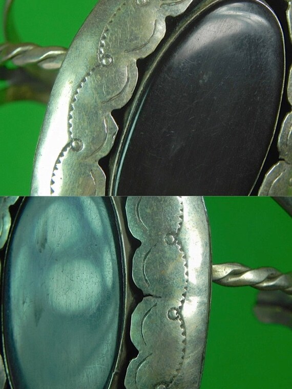 Vintage Mexican Mexico Sterling Silver Onix Brace… - image 5