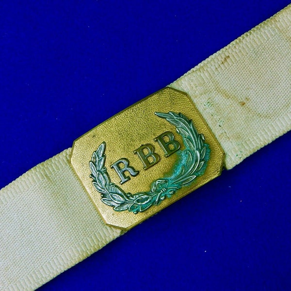 Antique US Spanish American War White Canvas Militia Belt & Buckle Gift for Him Gift for collector Militaria Memorabilia