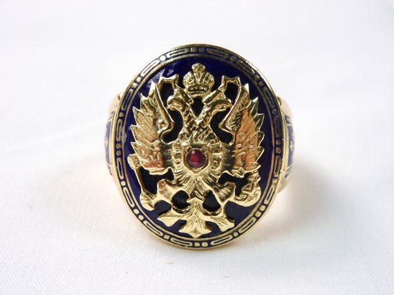 Antique Imperial European Eagle 14K Yellow Gold E… - image 2