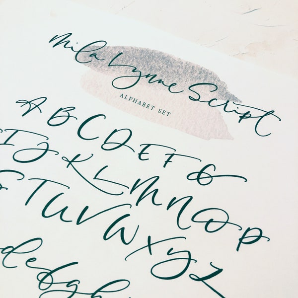 Mila Lynne Alphabet Set Instant Calligraphy PRINTABLE DOWNLOAD with BONUS practice words + letter alternatives