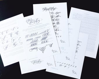 Basic Flourishing Worksheet Bundle Modern Calligraphy Alphabet Set PRINTABLE INSTANT DOWNLOAD Worksheet Guide