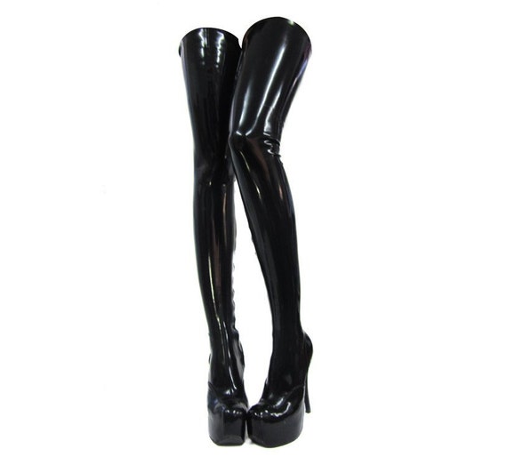 latex thigh boots