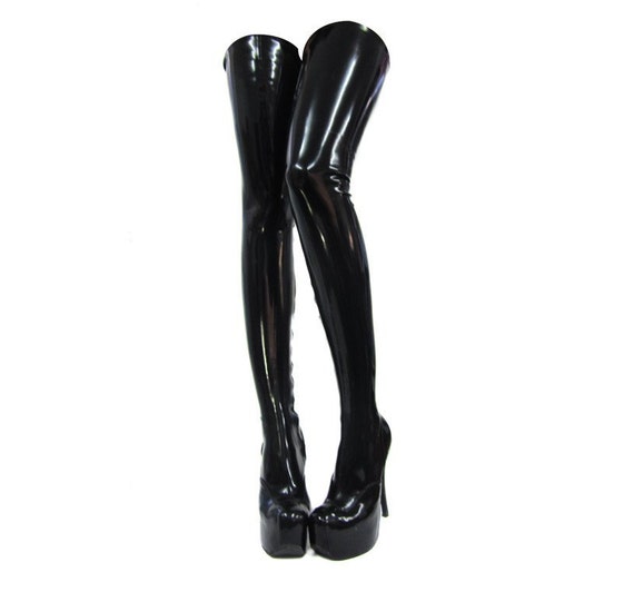 thigh high latex boots