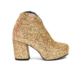 Alice Boots - golden glitter, size UK4 glam glitter Boots