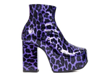 Purple Leopard Print Boots