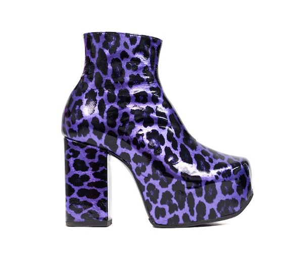 Purple Leopard Print Boots - Etsy