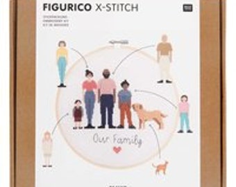 RICO Design Figurico X-Stitch Stickpackung Thema Familie, Kreuzstich 100108