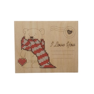 Wizardi wooden postcard motif bear complete kit KF022/132