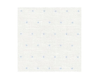 ZWEIGART 28ct Cashel mini dots weiß-hellblau 3281/1129 Zählstoff für Kreuzstich Meterware ab 25x70 cm