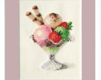 Charivna with embroidery pack Summer Dessert, cross stitch and bead embroidery, M-188