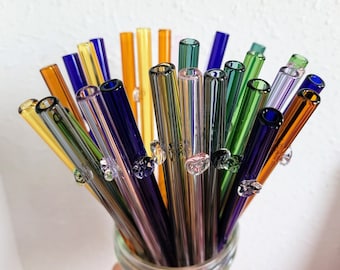 9" Glass Color Straws