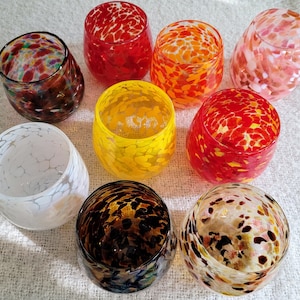 Votive Stemless Wine Glass/Candle Holder - Party Pink, Red, Orange, Pink, White, Yellow, Red with Yellow, Mineral Brown, or Earthy Brown