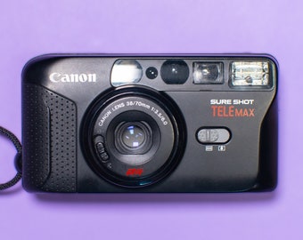 Canon Sure Shot Telemax Point and Shoot 35mm Film Camera with Canon 38/70mm Dual Lens - Professionally Tested / Working