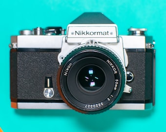 Nikon Nikkormat FTN 35mm SLR Film Camera with Nikkor 50mm 1:2 Prime Lens - Professionally Tested / Working