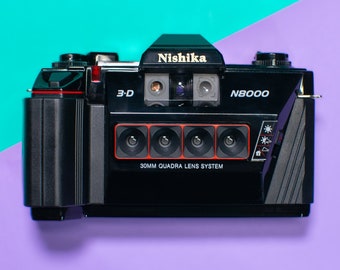 Nishika N8000 3D Point and Shoot 35mm Film Camera with Nishika 30mm Quad Lens System - Professionally Tested / Working