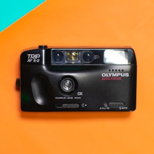 Olympus Trip AF S-2 Point and Shoot 35mm Film Camera with Olympus 35mm Prime Lens - Professionally Tested / Working