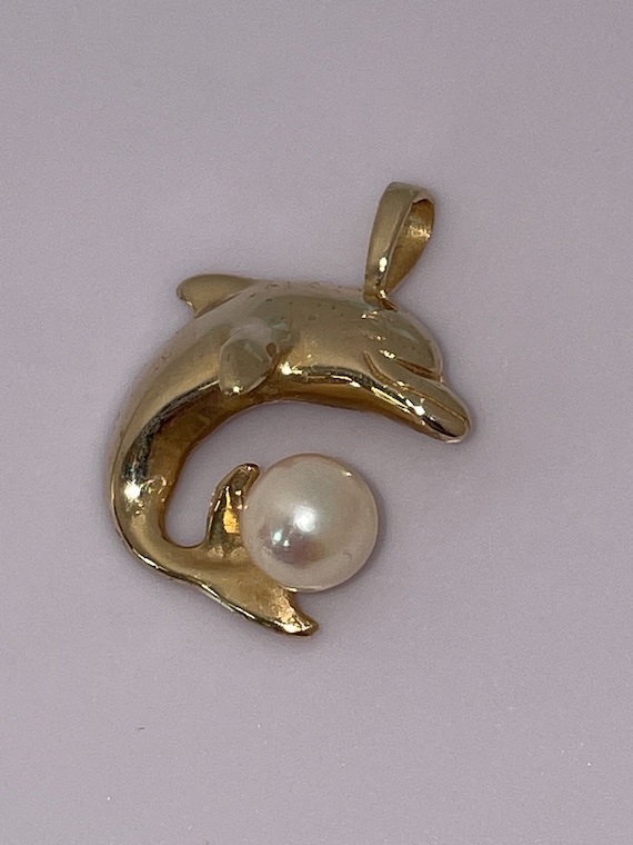 Solid Stamped 14k Yellow Gold Dolphin Genuine Cul… - image 9