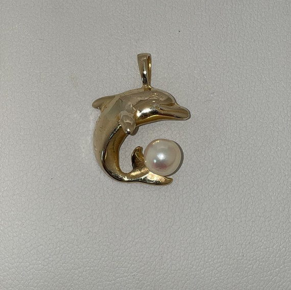 Solid Stamped 14k Yellow Gold Dolphin Genuine Cul… - image 1