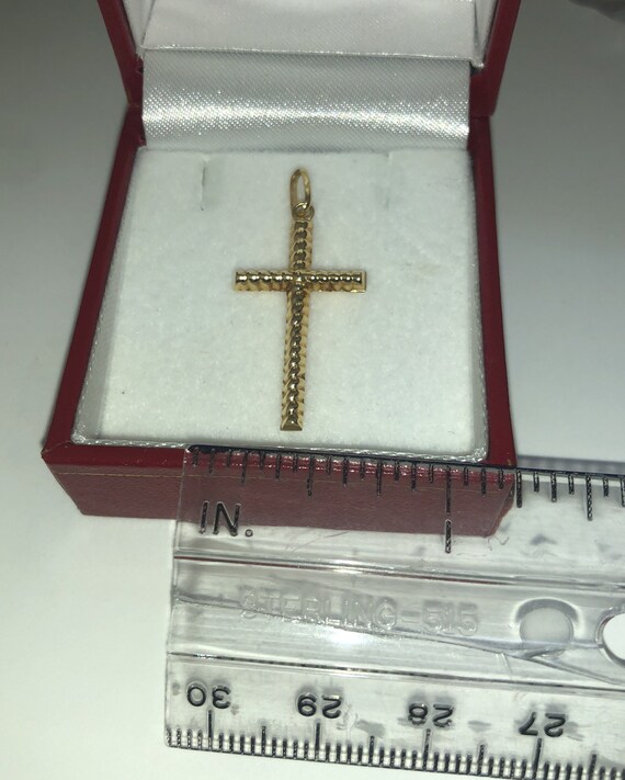Solid 14K Yellow Gold Religious Cross Pendant Uni… - image 5