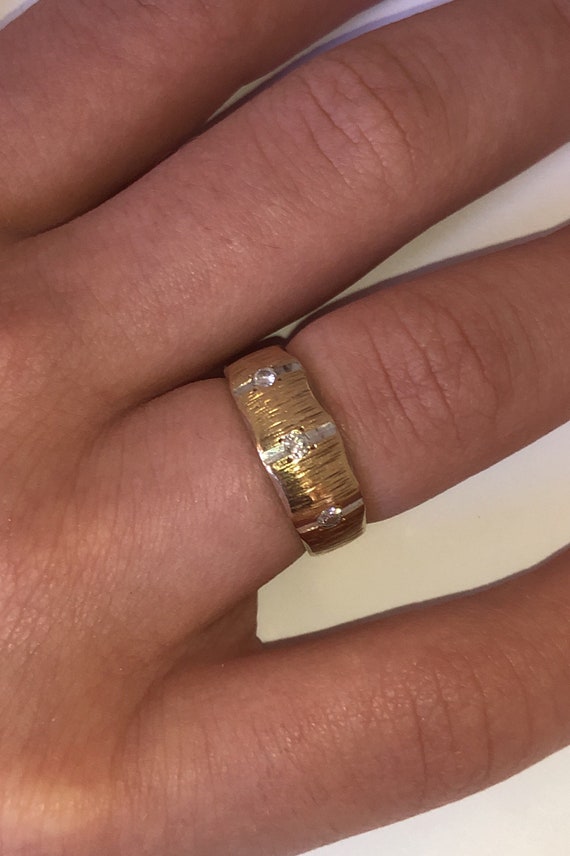 Solid Stamped 14K Yellow Gold Natural Diamond Vint