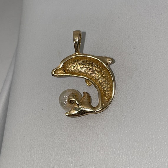 Solid Stamped 14k Yellow Gold Dolphin Genuine Cul… - image 4