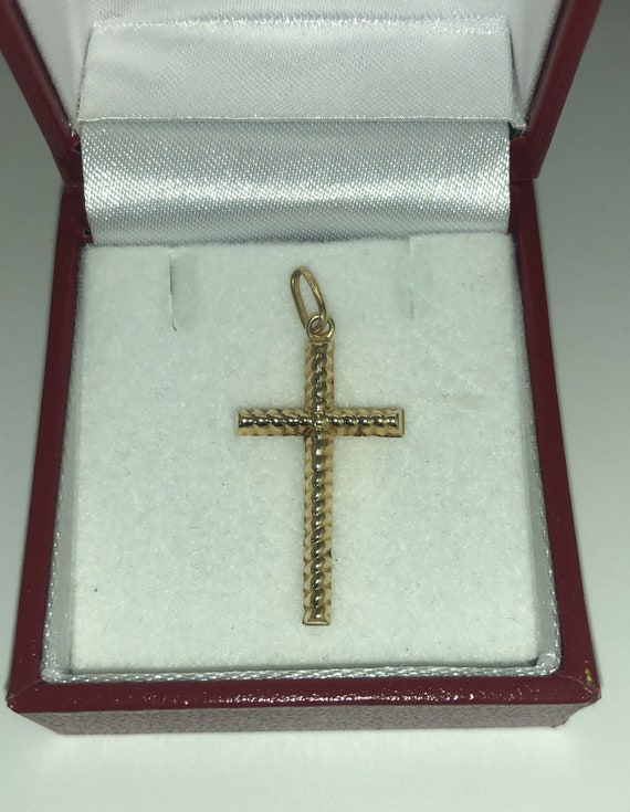 Solid 14K Yellow Gold Religious Cross Pendant Uni… - image 7