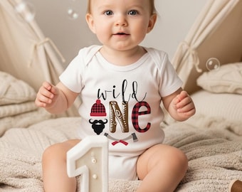 Wild One First Birthday Shirt, Lumberjack Birthday Shirt, Buffalo Plaid Family Matching Outfit, Personalized 1st Birthday Boy