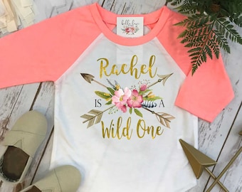 First Birthday, Wild One, Girl Birthday Shirt, Personalized Birthday, 1st Birthday, Birthday RAGLAN, Boho Birthday, Girl Birthday Shirt, ONE