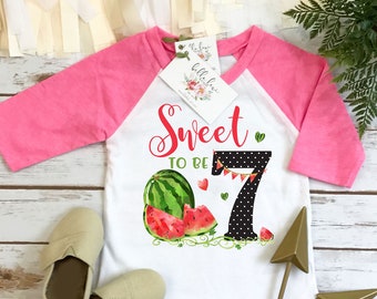 Watermelon Party, 7th Birthday, Watermelon Birthday, Seven Birthday, Girl Birthday, Birthday Shirt, Girl Birthday Gift,Sweet to be 7, Summer