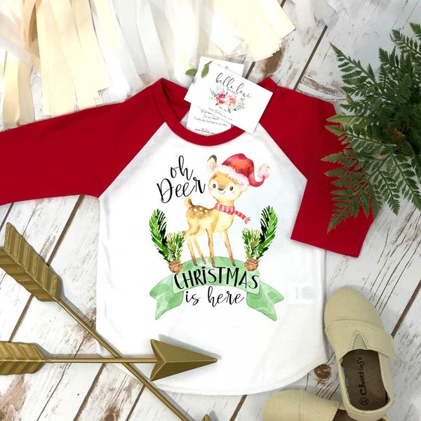 Christmas Shirt, Oh Deer Christmas is Here, Christmas Gift, 1st Christmas, First Christmas, Christmas Outfit, Christmas Deer, Deer Onesie®