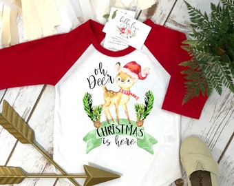 Christmas Shirt, Oh Deer Christmas is Here, Christmas Gift, 1st Christmas, First Christmas, Christmas Outfit, Christmas Deer, Deer Onesie®