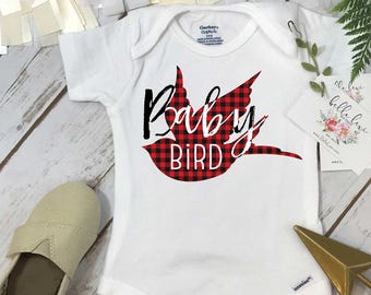 BABY BIRD Onesie®, Buffalo Plaid Shirt, Baby Bird Shirt, Family Shirts, Matching Bird Shirts, Buffalo Plaid Bird, Family tees, Mommy and Me,