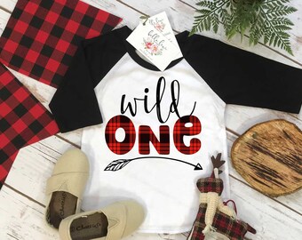 First Birthday Shirt, Lumberjack Birthday, 1st Birthday shirt, Buffalo Plaid Party, Lumberjack Party, WILD ONE PLAID,Wild One Birthday shirt