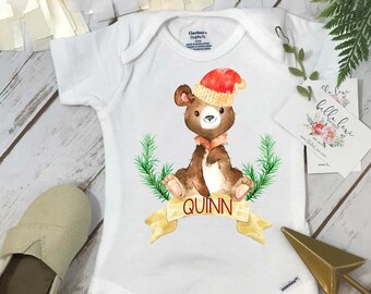 Christmas Onesie®, Personalized Onesie, Personalized Christmas, 1st Christmas, My First Christmas, Personalized Baby Gift, Santa Bear Shirt