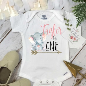 First Birthday, Elephant Theme, Birthday Shirt, 1st Birthday, Personalized Birthday Shirt, Girl Birthday, Birthday Onesie®, Best Seller baby