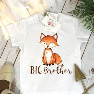 Big Brother Shirt, Fox Shirt, Brothers Shirts, Big Brother Shirt, Baby Reveal, Big Brother Reveal, Pregnancy Announcement, Big Bro, Woodland