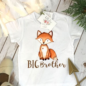 Big Brother Shirt, Fox Shirt, Brothers Shirts, Big Brother Shirt, Baby Reveal, Big Brother Reveal, Pregnancy Announcement, Big Bro, Woodland