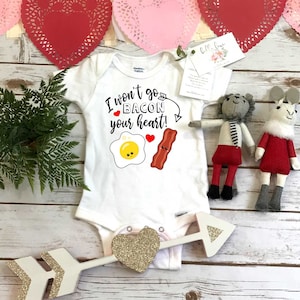 Valentine&#39;s Onesie®, Funny Bacon Valentine, Bacon shirt, First Valentines, Baby Valentine Shirt, Valentine Shirts, Baby Shower Gifts, bacon