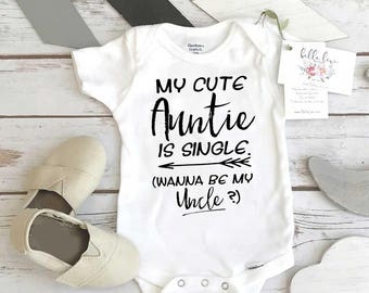 Auntie Onesie, My Cute Auntie Is Single, Aunt Gift, Aunt Baby Bodysuit, Funny Baby shirt, Auntie shirt, Cute Baby Clothes, Cute Baby Gifts