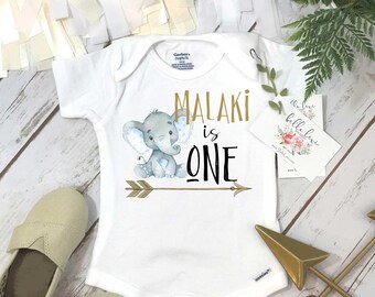 First Birthday, Elephant Theme, Birthday Shirt, 1st Birthday, Personalized Birthday Shirt, Boy Birthday, Birthday Onesie®, Best Seller baby